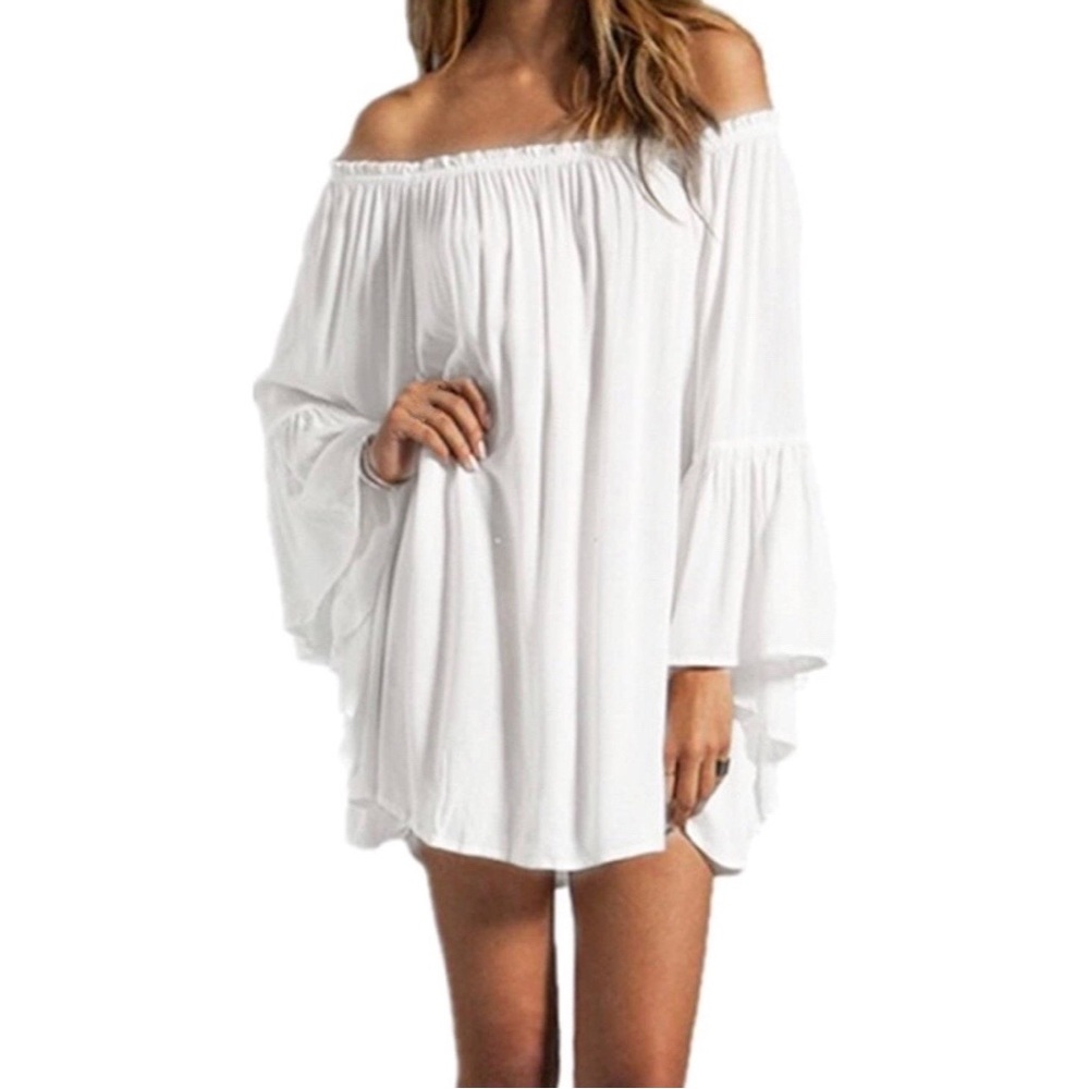 Octoberfest Sexy Off Shoulder Chiffon Ruffle Sleeve Blouse Mini Dress